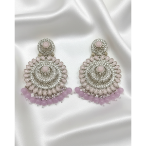 Lavender Pearl Kundan Chandbali Earrings