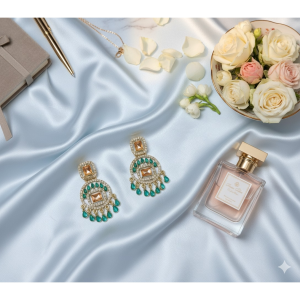 Emerald Glow Kundan Drop Earrings