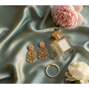 Blush Petal Kundan Drop Earrings