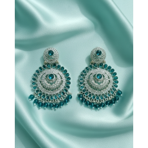 Teal Chandrika Kundan Earrings