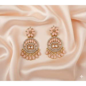 Peach Blossom Chandbali Earrings