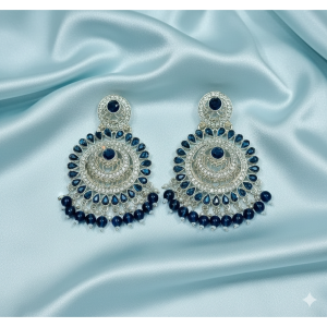 Midnight Blue Chandbali Earrings