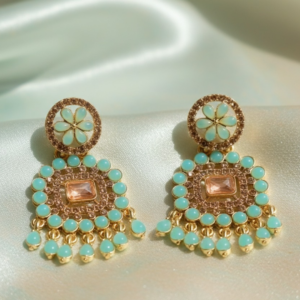 Turquoise Floral Jhumkas