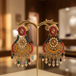 Vibrant Kundan Chandbalis